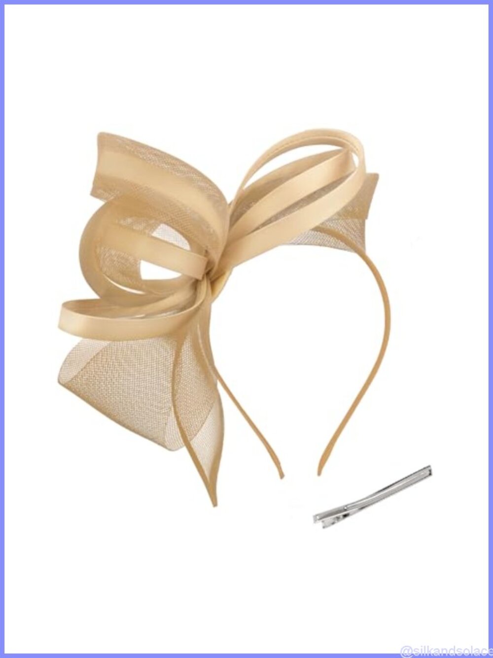 Fascinator Headband Sheer Mesh Satin Ribbon Tea Party Derby Hat